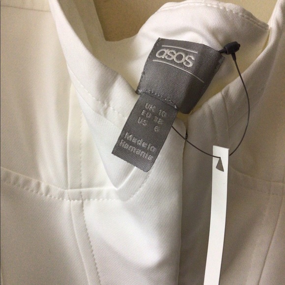 ASOS off white corset style blouse size 10 with puff chiffon sleeves NWT - Picture 4 of 6